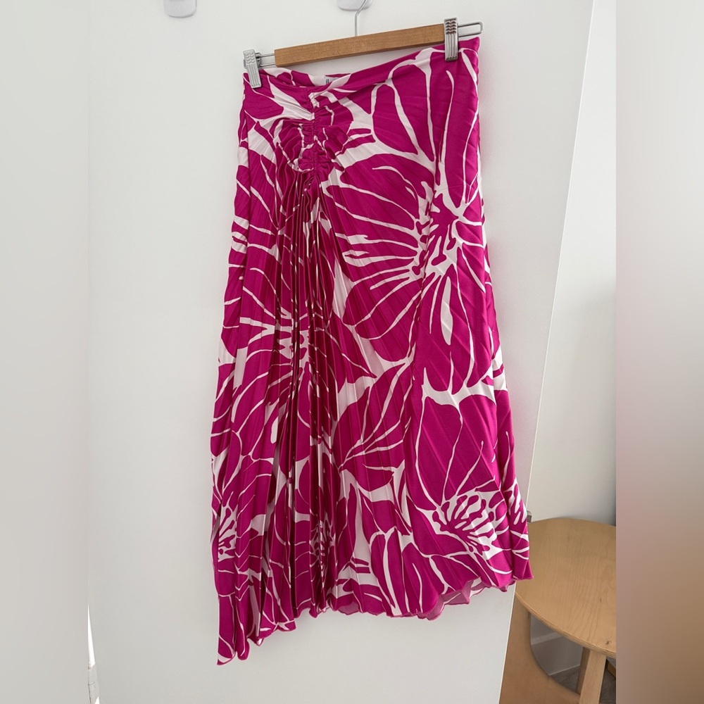 Mango Pink and White Patterned Skirt Sz 4